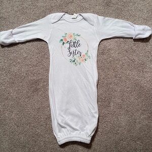 Floral 'Little Sister' Baby Gown Size 0-6 months boutique